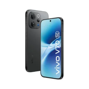 Vivo V70 5G smartphone front and back view with premium design Caption